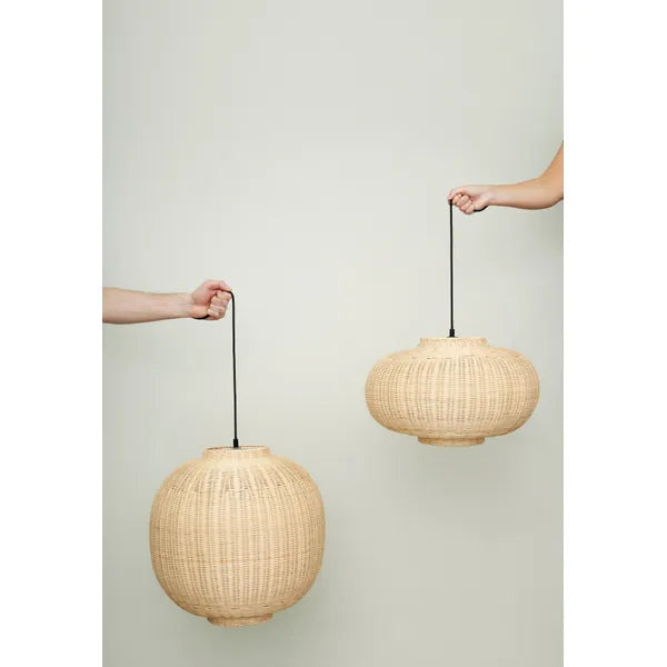 Suspension Chand Pendule Ronde Naturel Hübsch - Algomasparis shop 