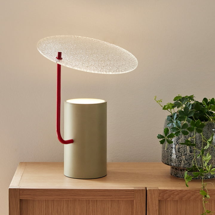 Hübsch Interior - Disc Lampe de table, Ø 24 cm, kaki / rouge - Algomasparis shop 