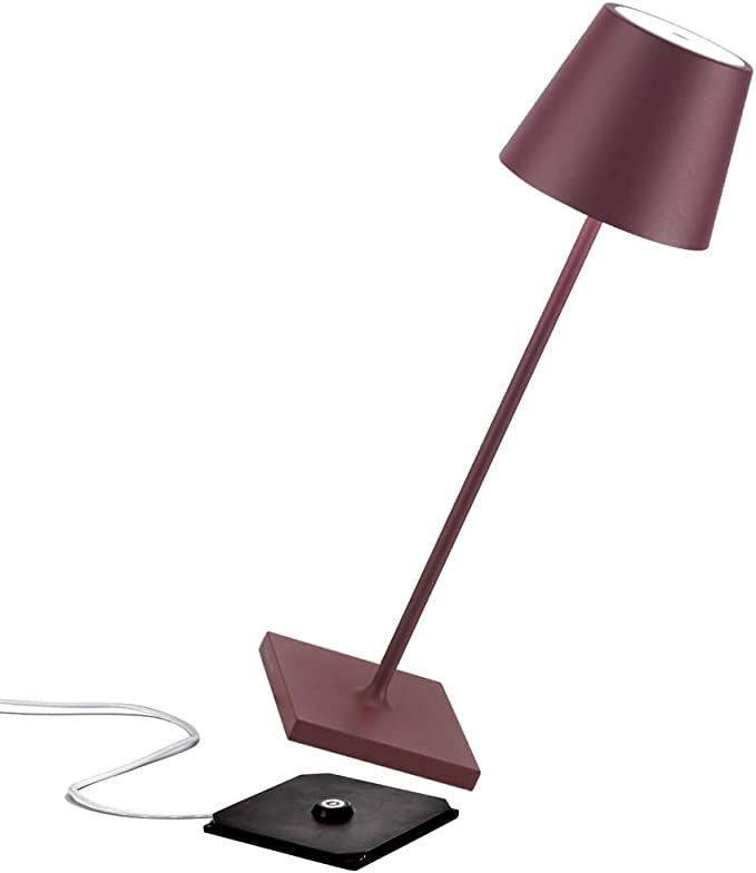 Zafferano Poldina Pro Lampe de Table LED Sans Fil Rechargeable, Touch-Dimmer, IP65 Intérieur/Extérieur, Aluminium H38cm avec Chargeur Multiple USB - Algomasparis shop 